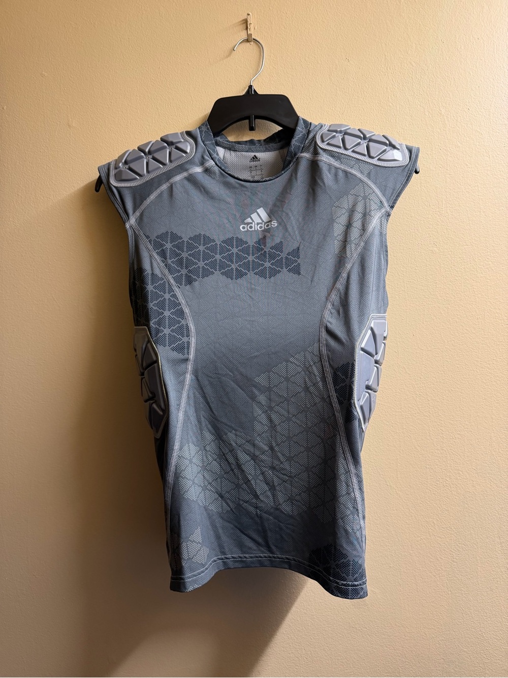 Adidas Men’s L Padded Football Compression Shirt Climacool Gray